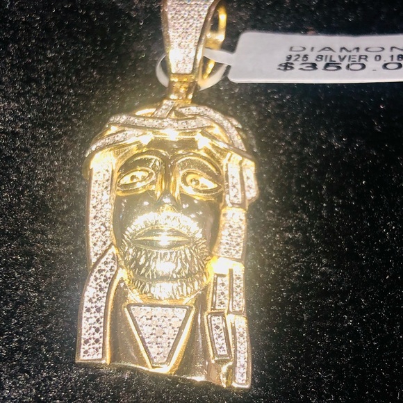Real diamond Jesus pendant w/10k gold rope chain - Picture 10 of 17